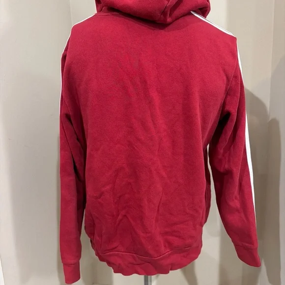 Adidas Three Striped Red Warm Gym Warm Up Jog Run Pullover Hoodie Size XL - Picture 6 of 8